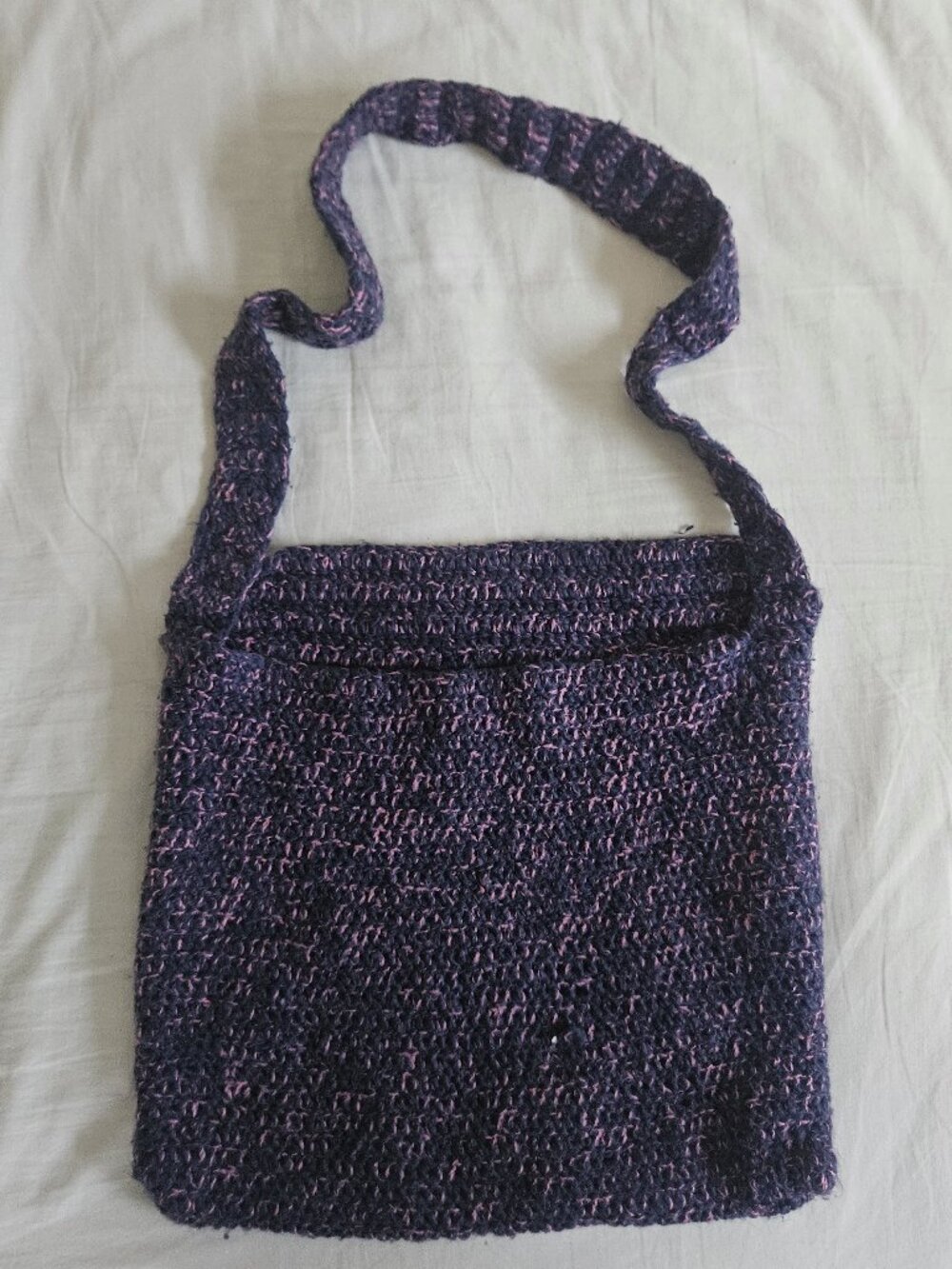 Handmade Purple and Pink Yarn Crochet Tote Bag
